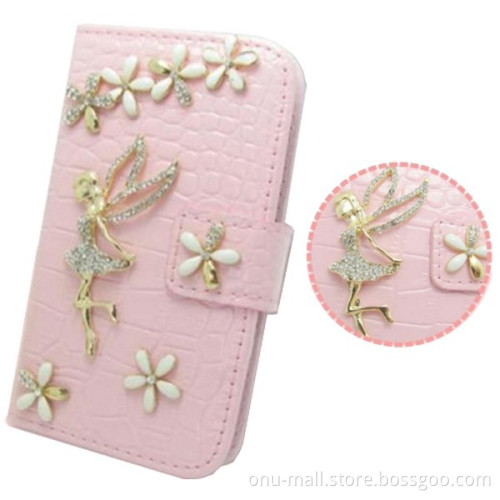 3D Bling Rhinestone Design Wallet Leather Flip Case Cover for Samsung Galaxy S5 Active